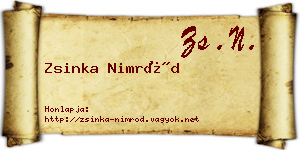 Zsinka Nimród névjegykártya